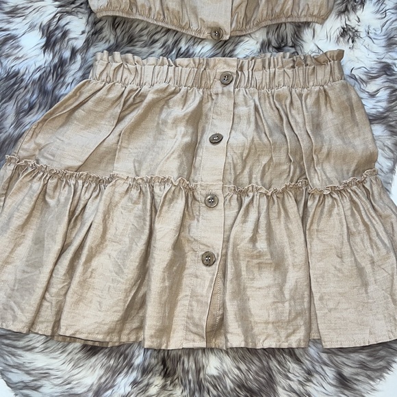 Eberjey Linen Harper Top and Skirt Set in Khaki - Picture 6 of 8